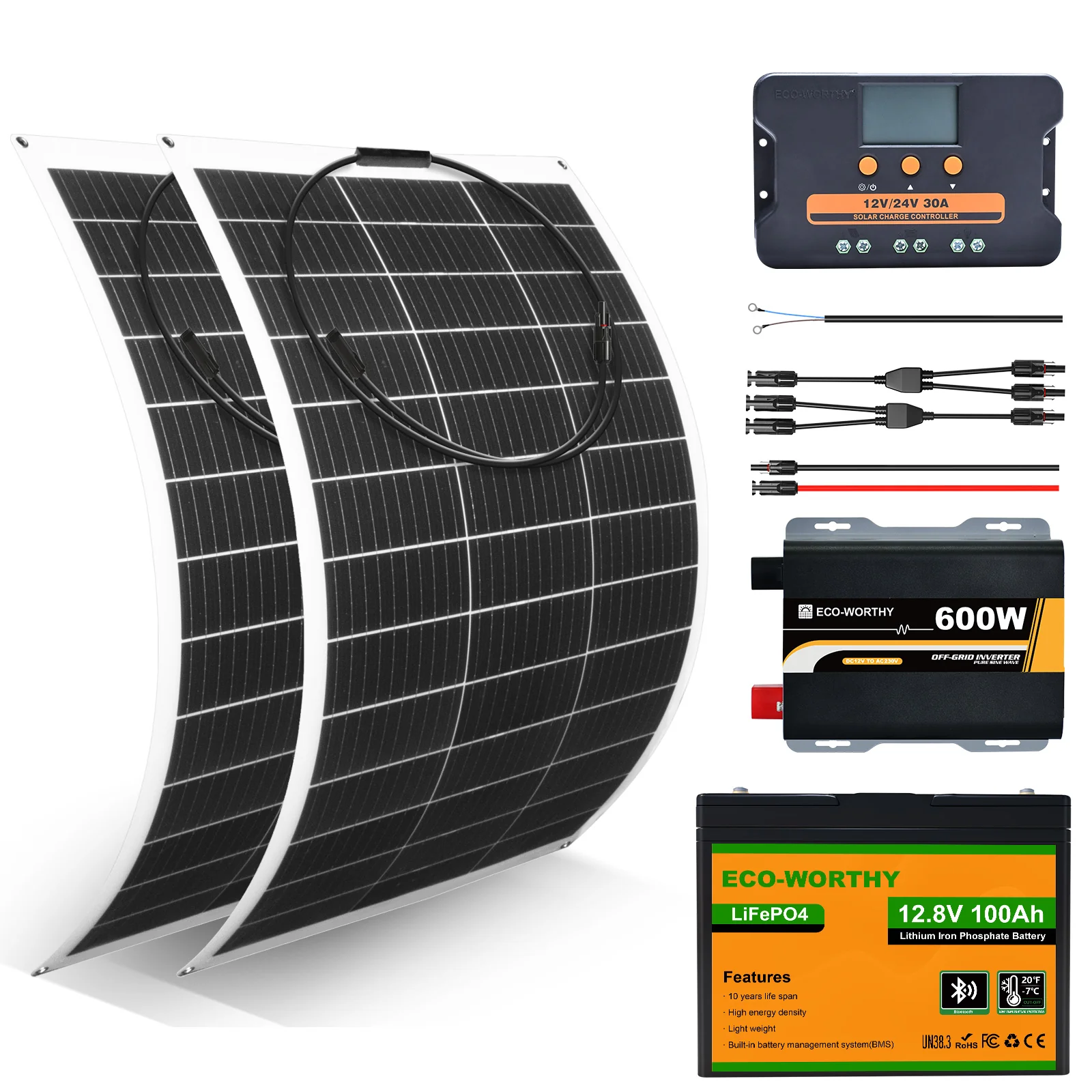 130W 260W 390W 520W 12V 1/2/3/4-panneau Solaire Autonome avec Batterie au Lithium - Image 11