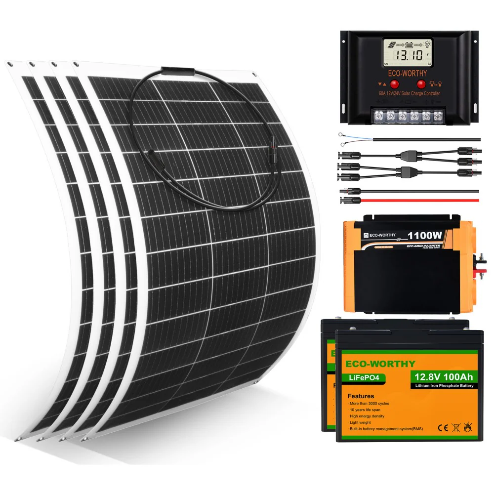 130W 260W 390W 520W 12V 1/2/3/4-panneau Solaire Autonome avec Batterie au Lithium - Image 12