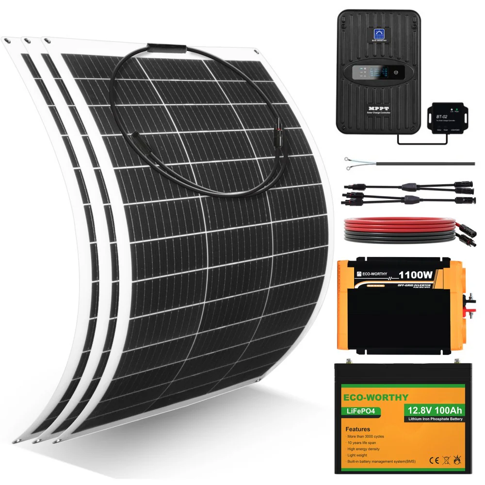130W 260W 390W 520W 12V 1/2/3/4-panneau Solaire Autonome avec Batterie au Lithium - Image 14