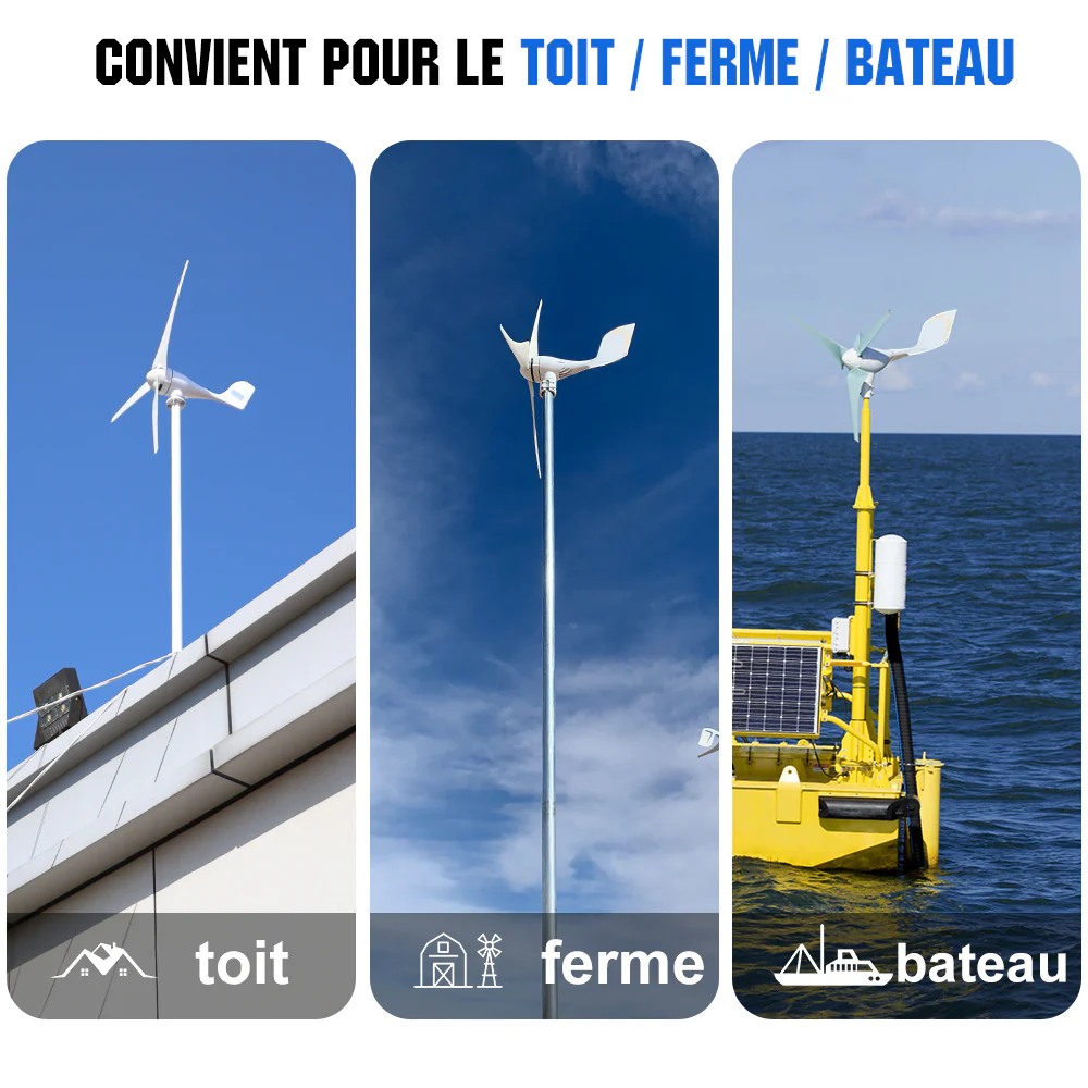 400W 12V/24V Générateur d'éolienne avec contrôleur hybride 40A - Image 8