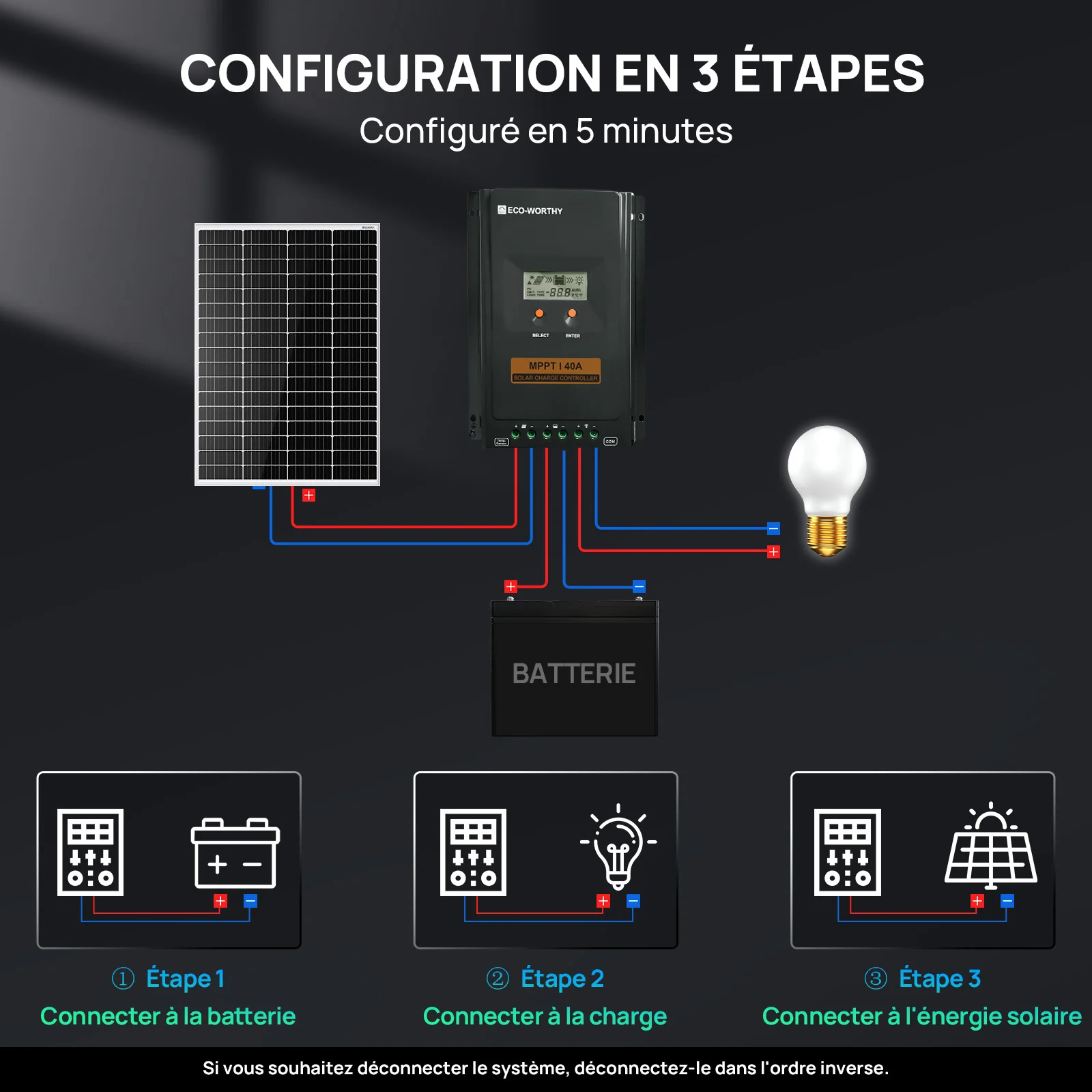 40A MPPT OLED Affichage Régulateur de Charge Solaire Régulateur 12V/24V Autoswitch - Image 7