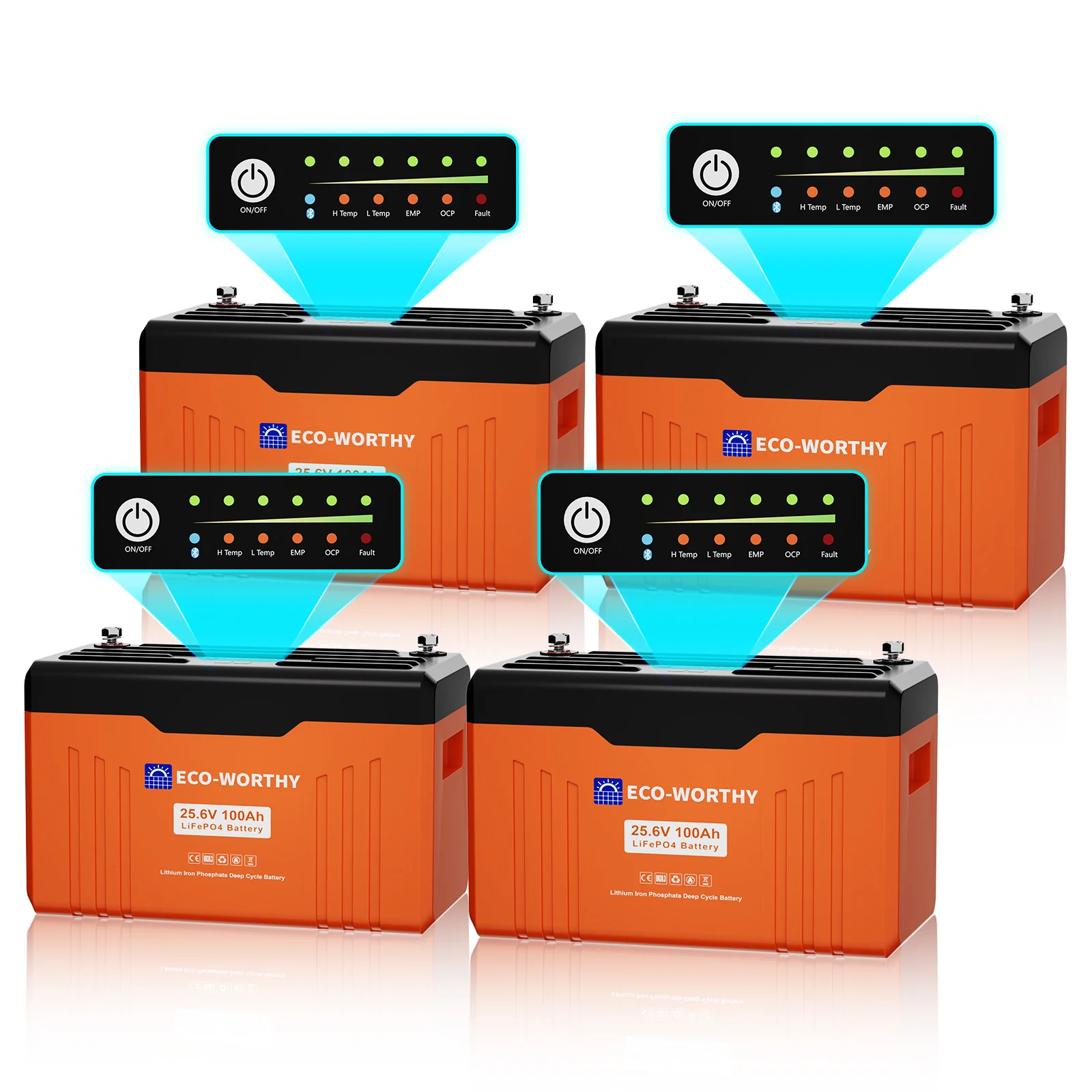 Eco-Worthy Batterie au lithium LiFePO4 24V 100Ah Bluetooth avec protection basse température, Lumières LED SOC, 100A BMS - Image 11