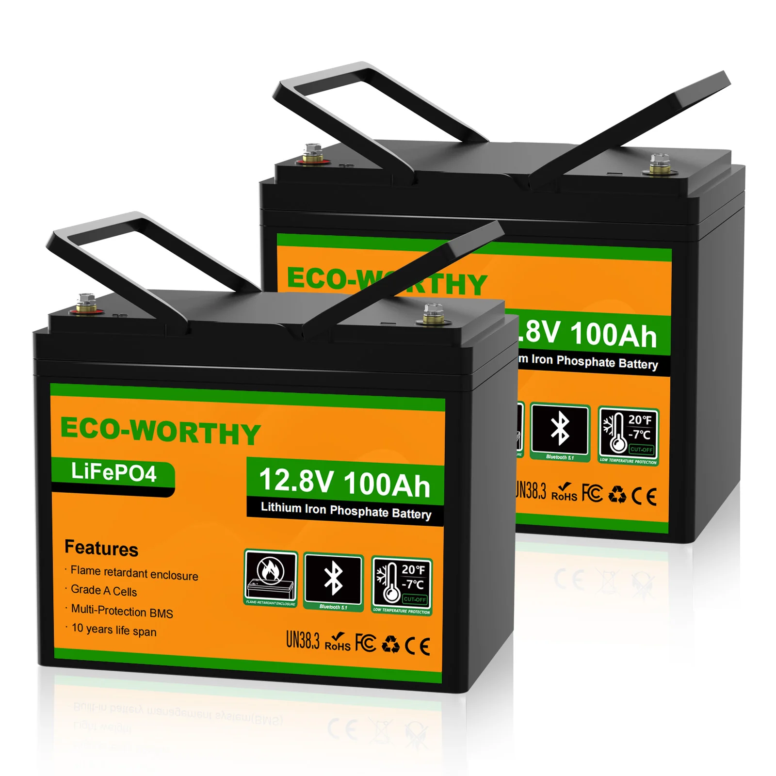 Eco-Worthy Batterie lithium LiFePO4 12V 100Ah avec Bluetooth-Prot. basse temp. - Image 10