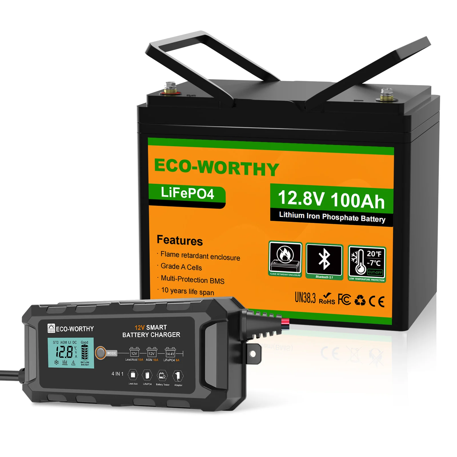 Eco-Worthy Batterie lithium LiFePO4 12V 100Ah avec Bluetooth-Prot. basse temp. - Image 13