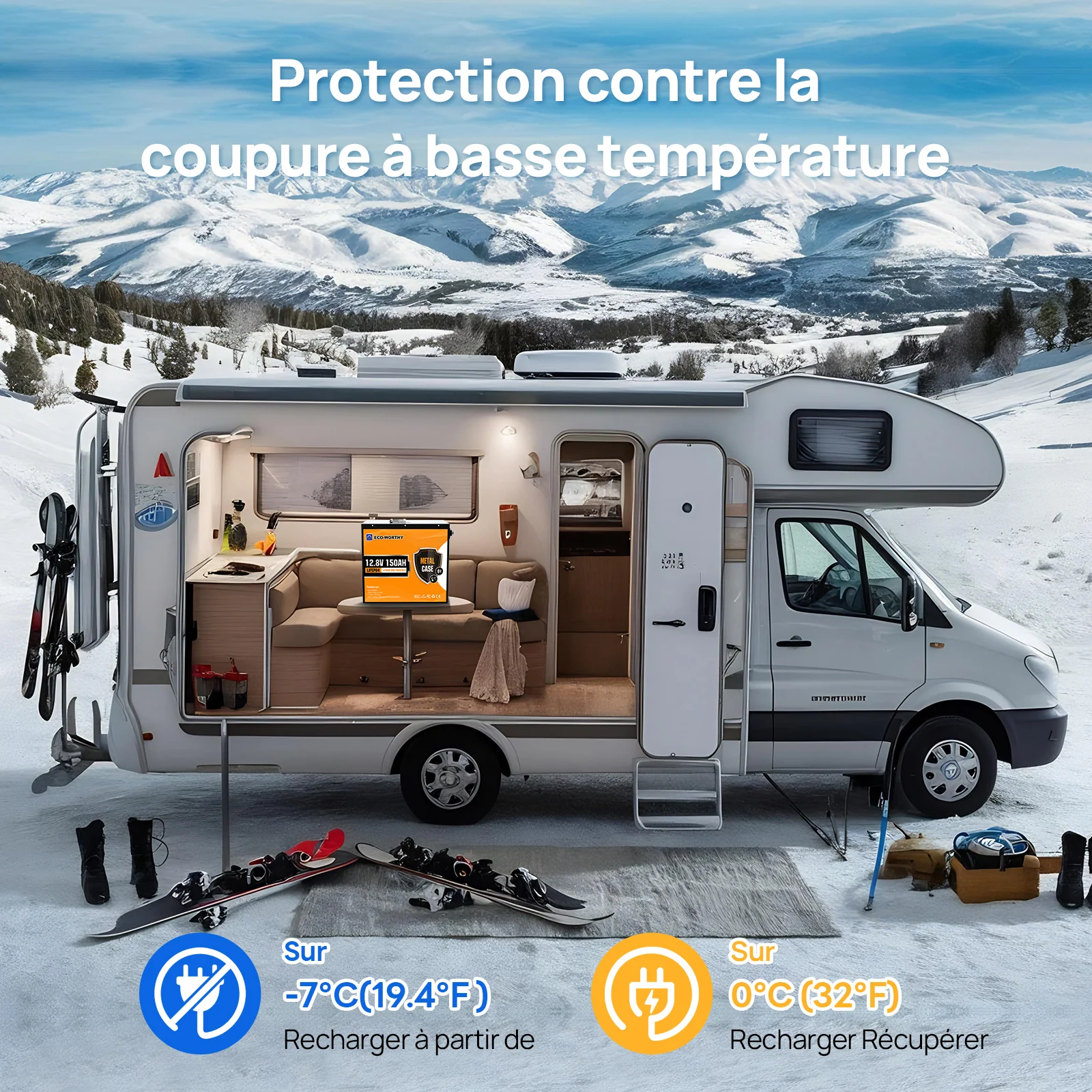 Eco-Worthy Batterie lithium LiFePO4 12V 150Ah Avec Bluetooth-Protection basse température - Image 4