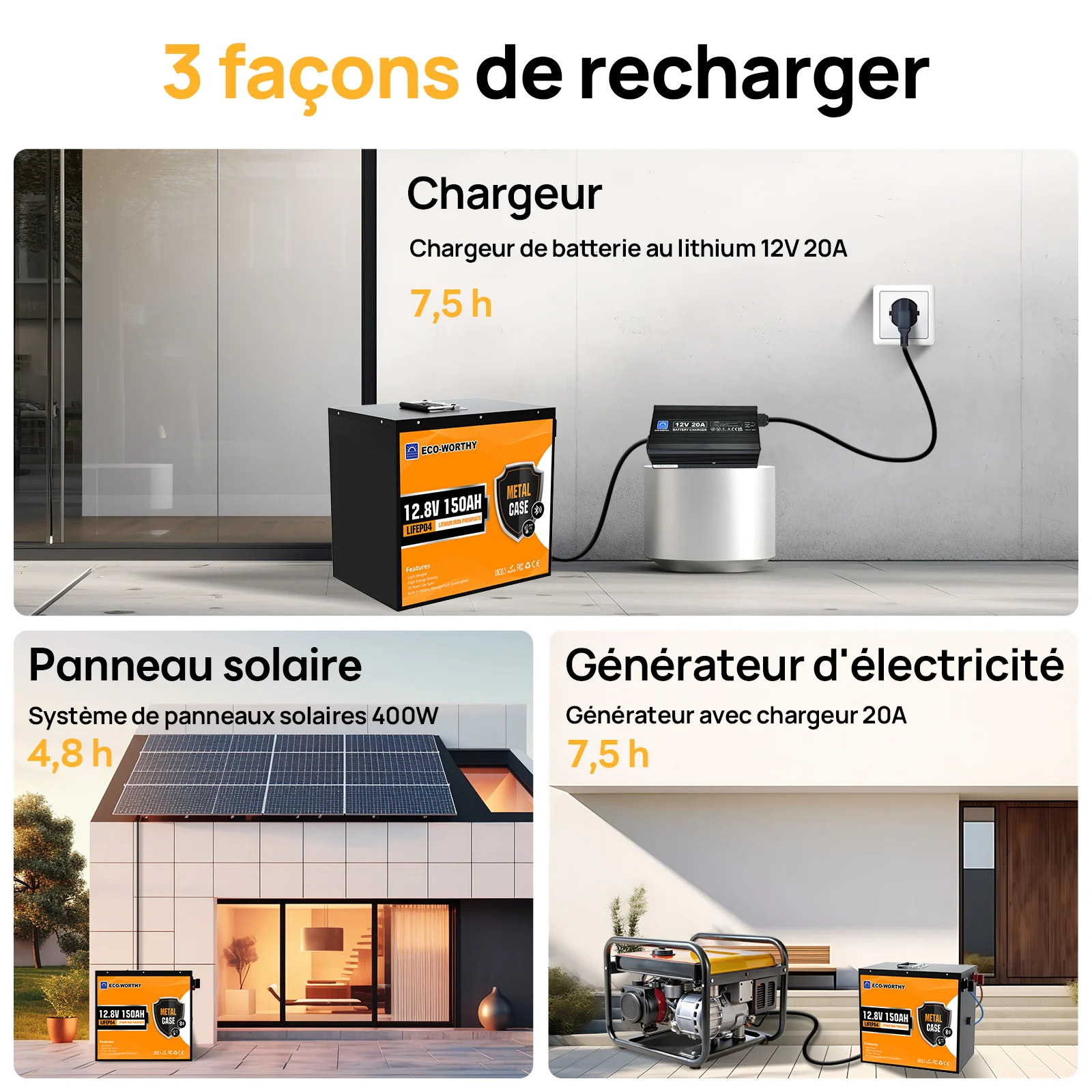 Eco-Worthy Batterie lithium LiFePO4 12V 150Ah Avec Bluetooth-Protection basse température - Image 7