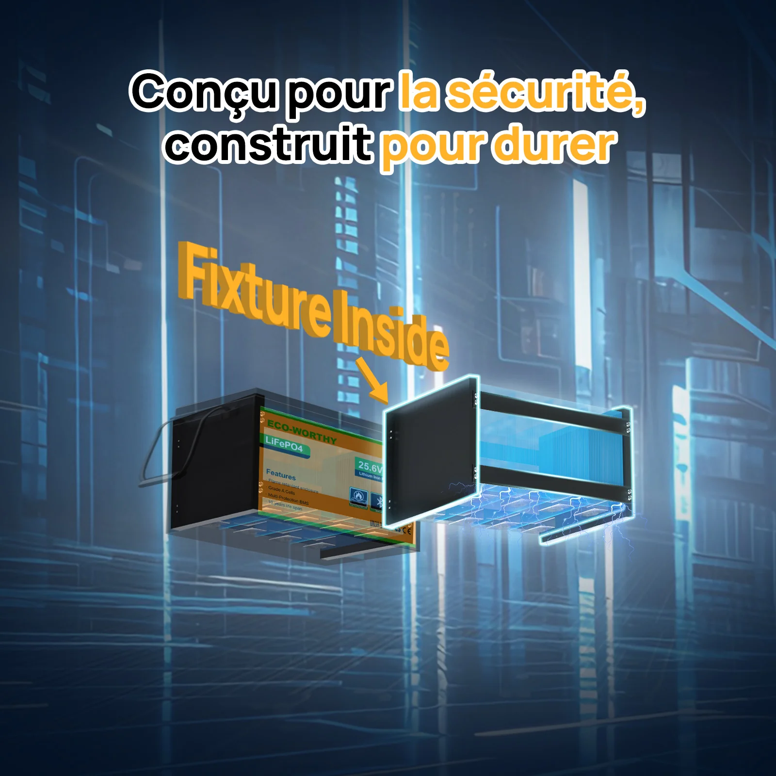 Eco-Worthy Batterie au lithium LiFePO4 24 V 100 Ah avec Bluetooth et protection contre les basses températures - Image 6