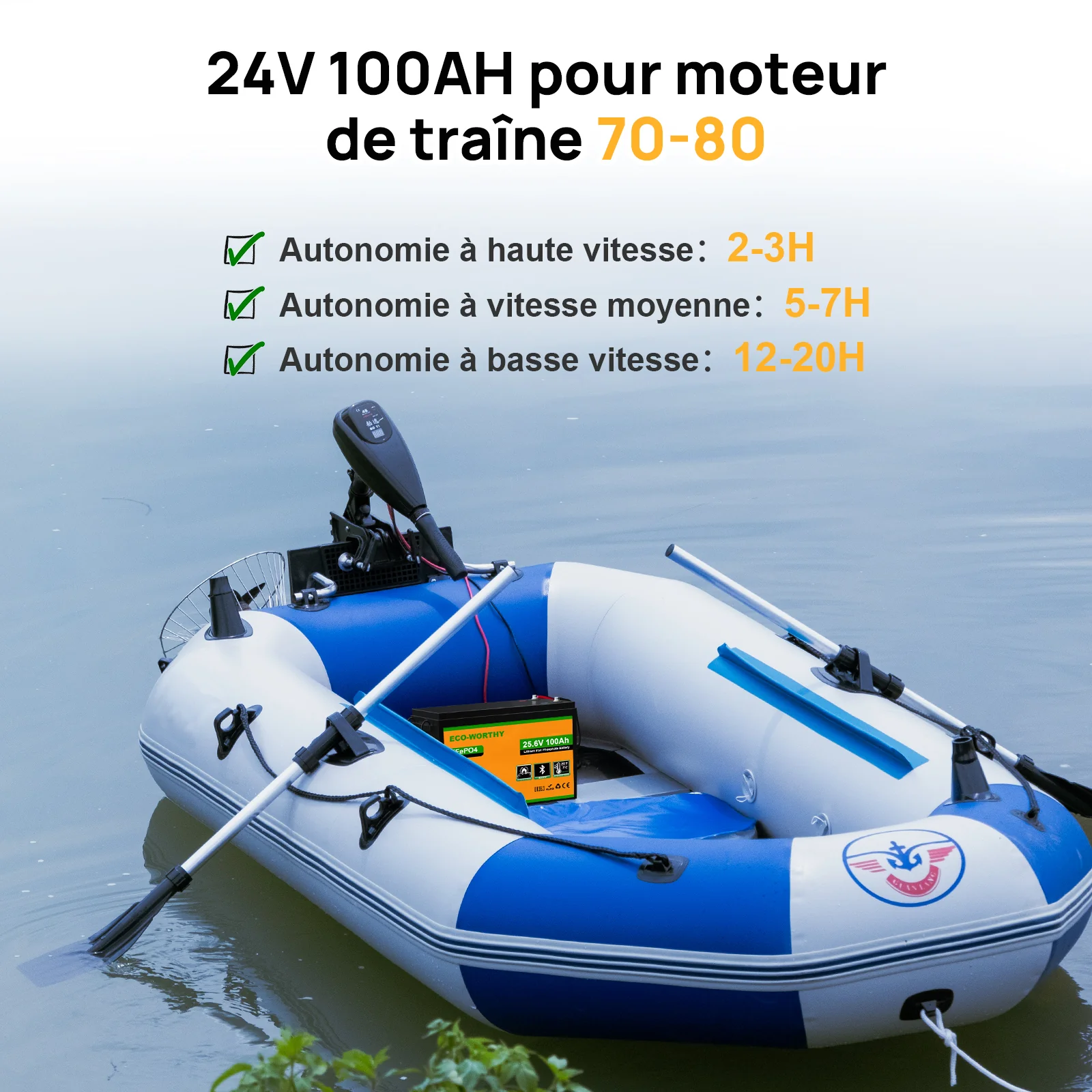 Eco-Worthy Batterie au lithium LiFePO4 24 V 100 Ah avec Bluetooth et protection contre les basses températures - Image 7