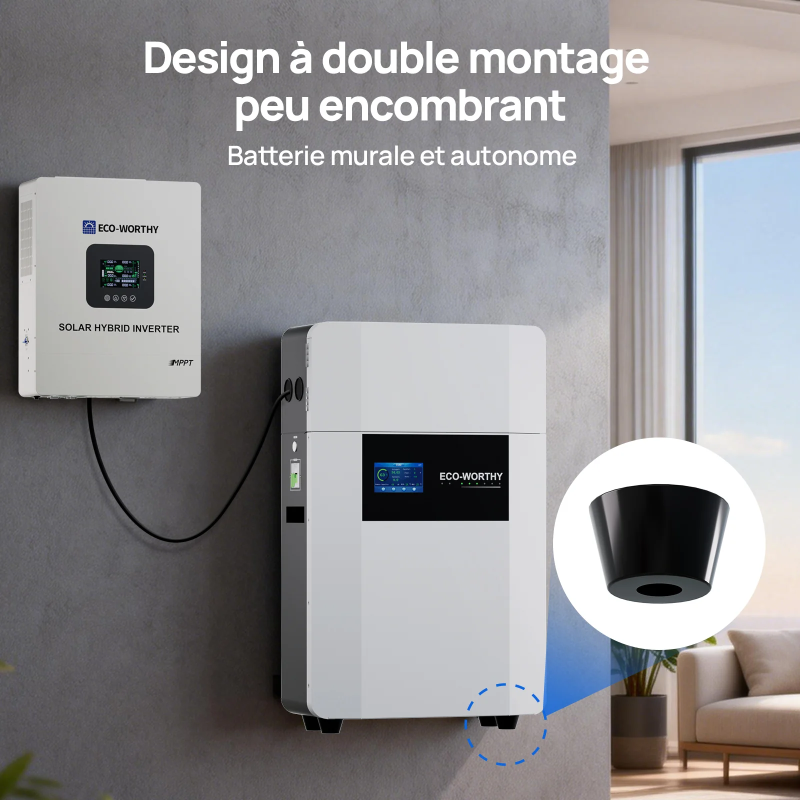 Eco-Worthy Kit d'alimentation de secours 5,12 kWh — batterie murale lithium 48V 100Ah et onduleur tout-en-un 5000W - Image 3