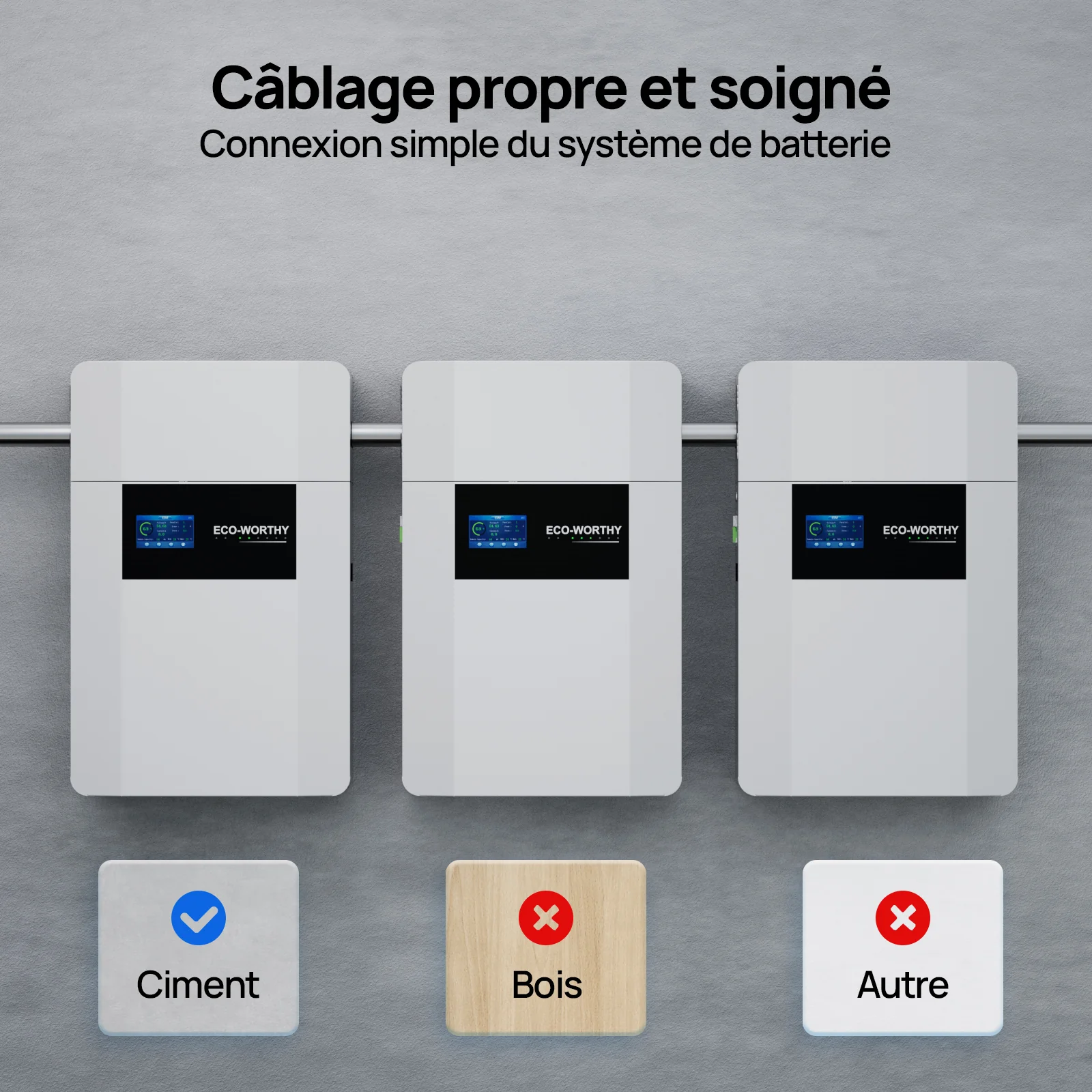 Eco-Worthy Kit d'alimentation de secours 5,12 kWh — batterie murale lithium 48V 100Ah et onduleur tout-en-un 5000W - Image 7