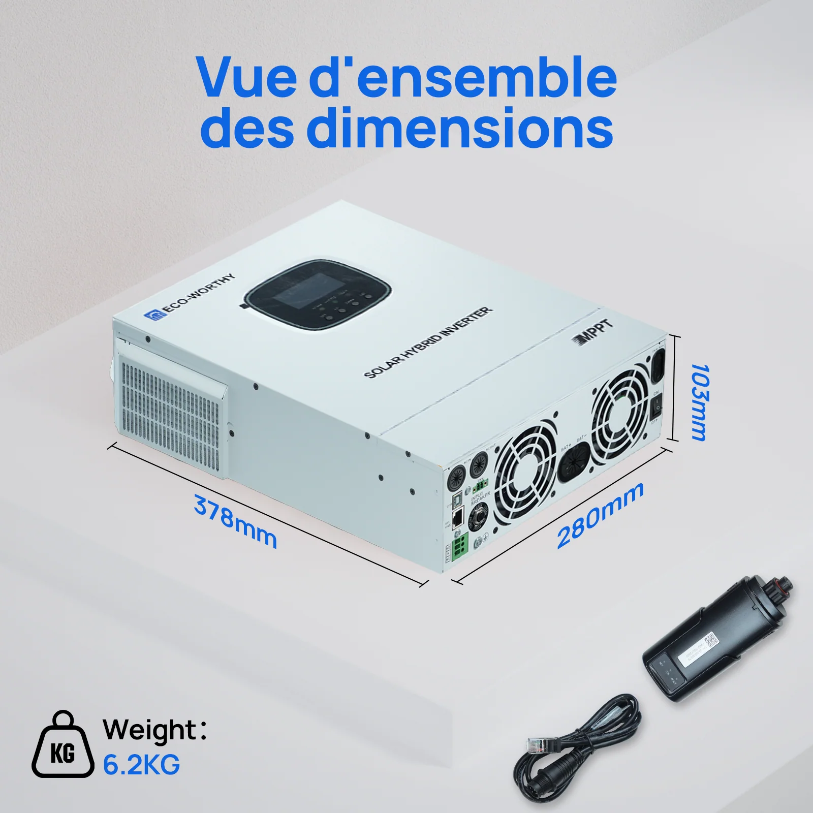 Chargeur-onduleur Solaire Tout-en-un ECO-WORTHY 48V 3000 W | MPPT 60A, Entrée PV 3400W - Image 8