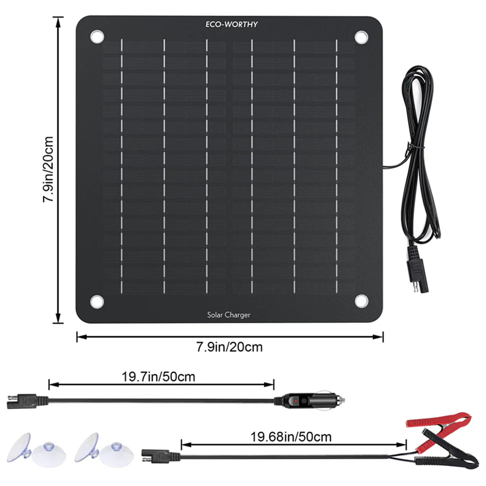 Chargeur solaire portable 10W pour batteries 12V en voiture et en bateau - Image 3