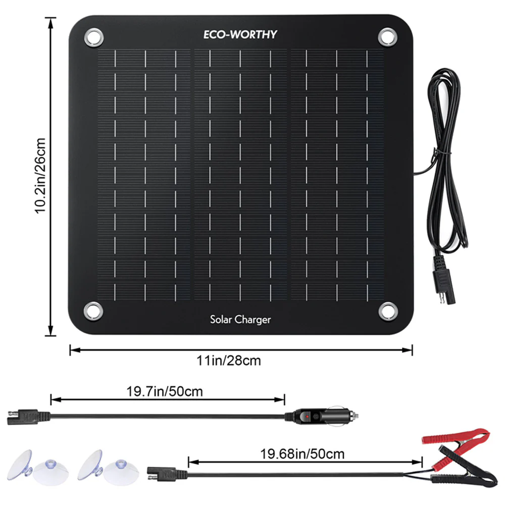 Chargeur solaire portable 10W pour batteries 12V en voiture et en bateau - Image 4