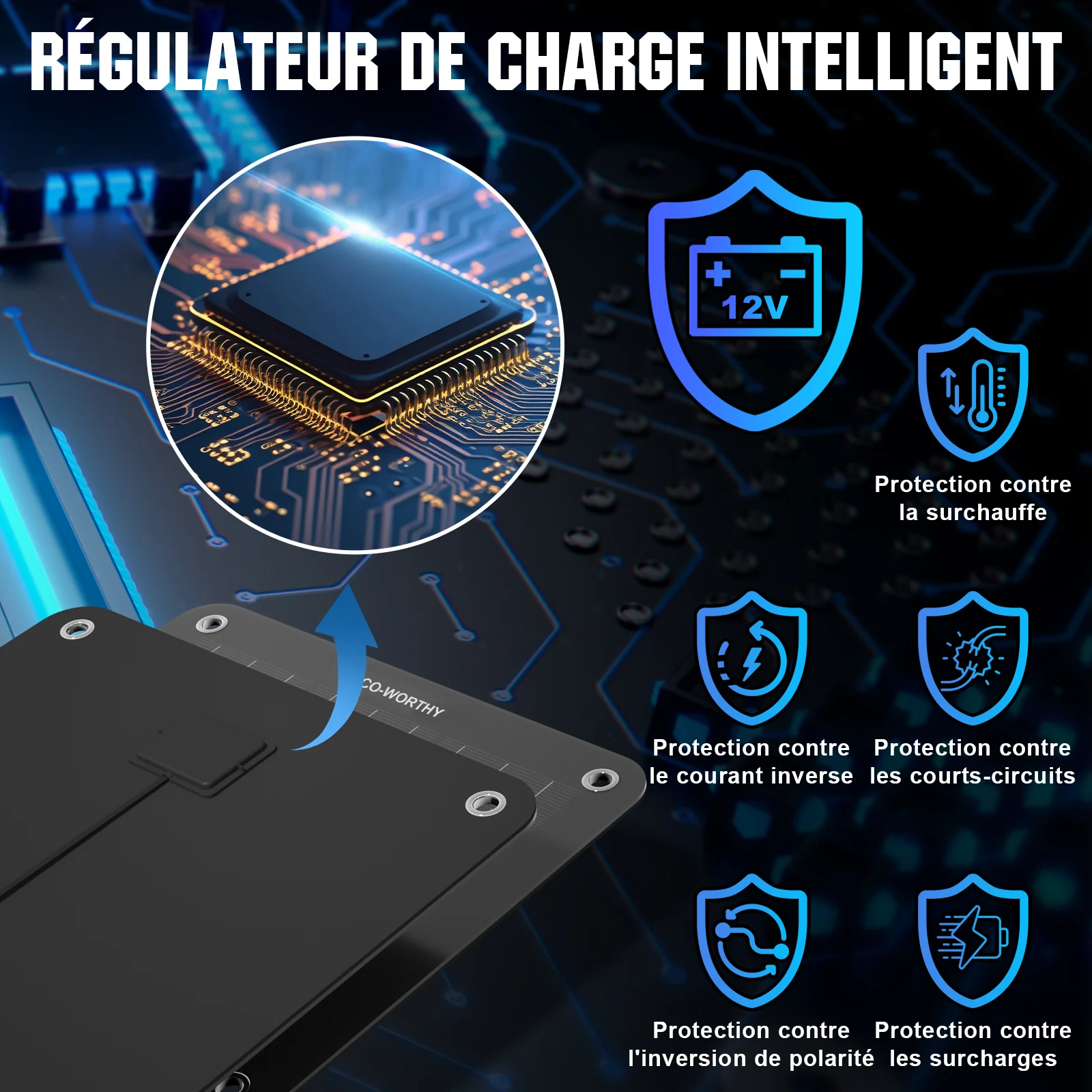 Chargeur solaire portable 10W pour batteries 12V en voiture et en bateau - Image 6