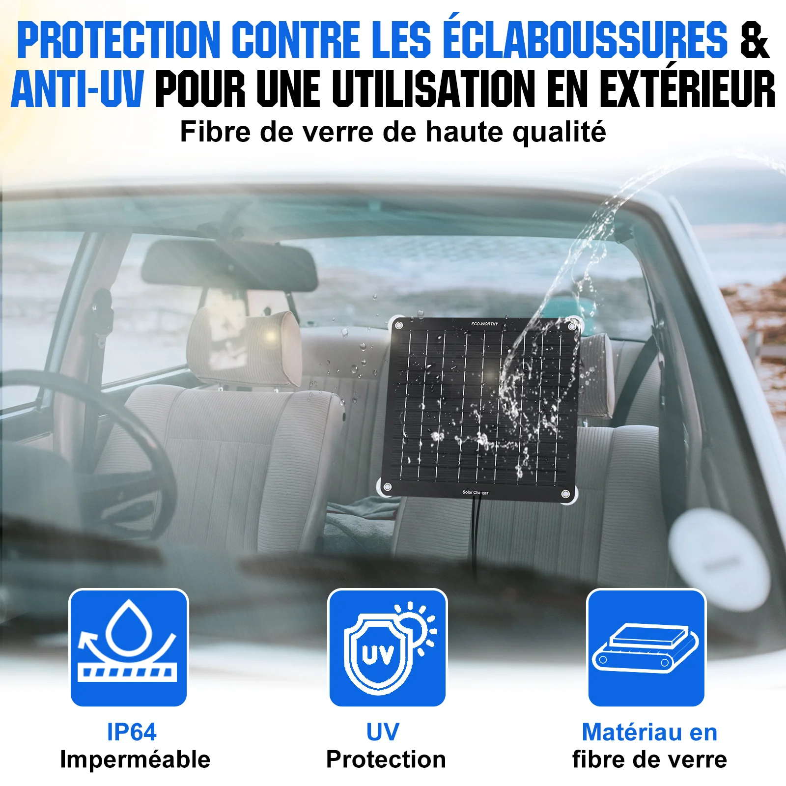 Chargeur solaire portable 10W pour batteries 12V en voiture et en bateau - Image 8