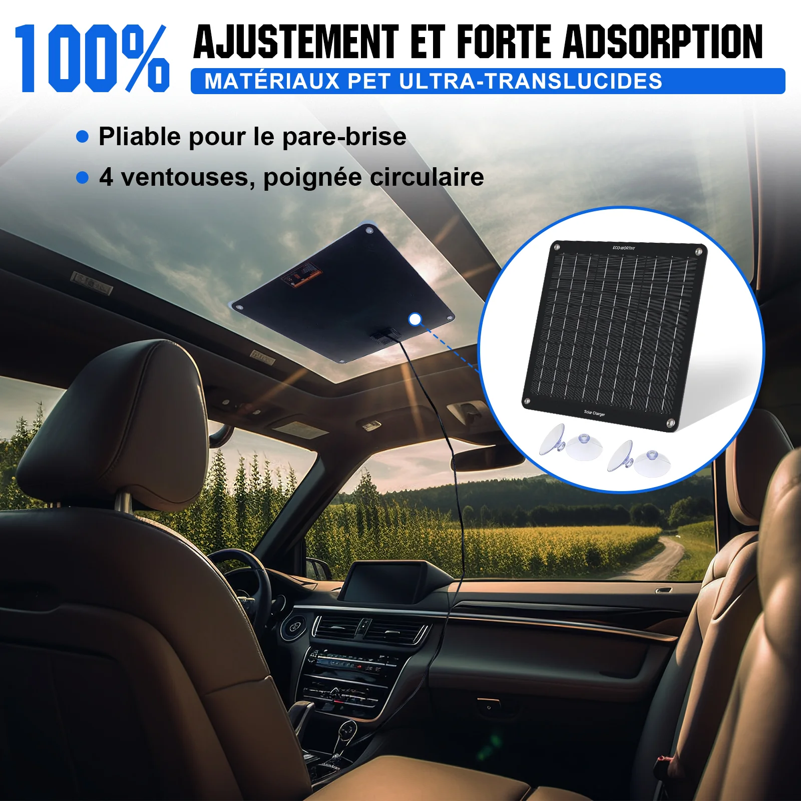 Chargeur solaire portable 10W pour batteries 12V en voiture et en bateau - Image 9