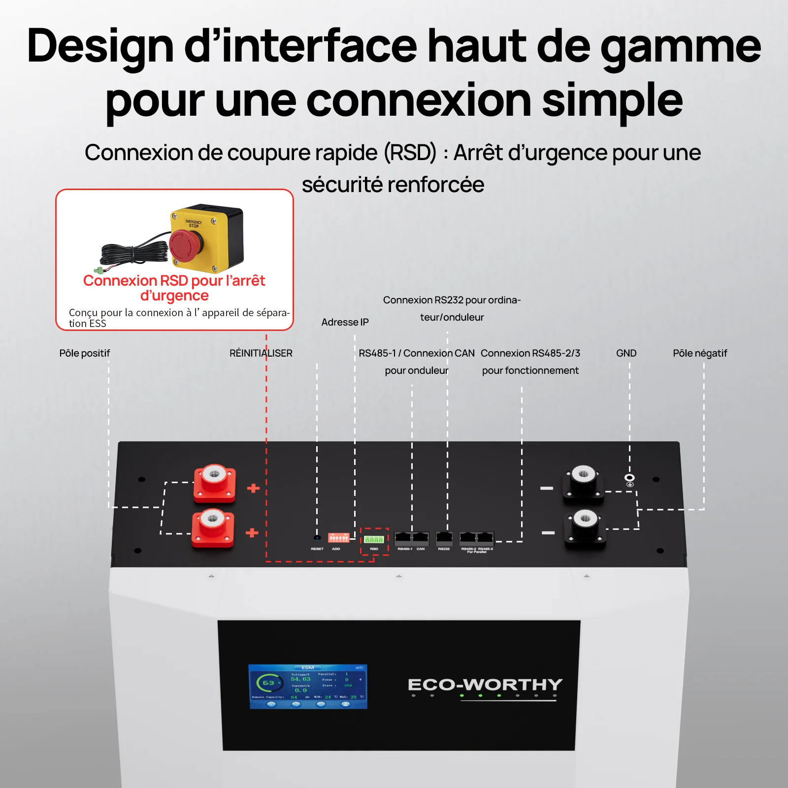 Eco-Worthy Batterie murale lithium 48V 100Ah LiFePO4 – Charge basse température -20°C - Image 9