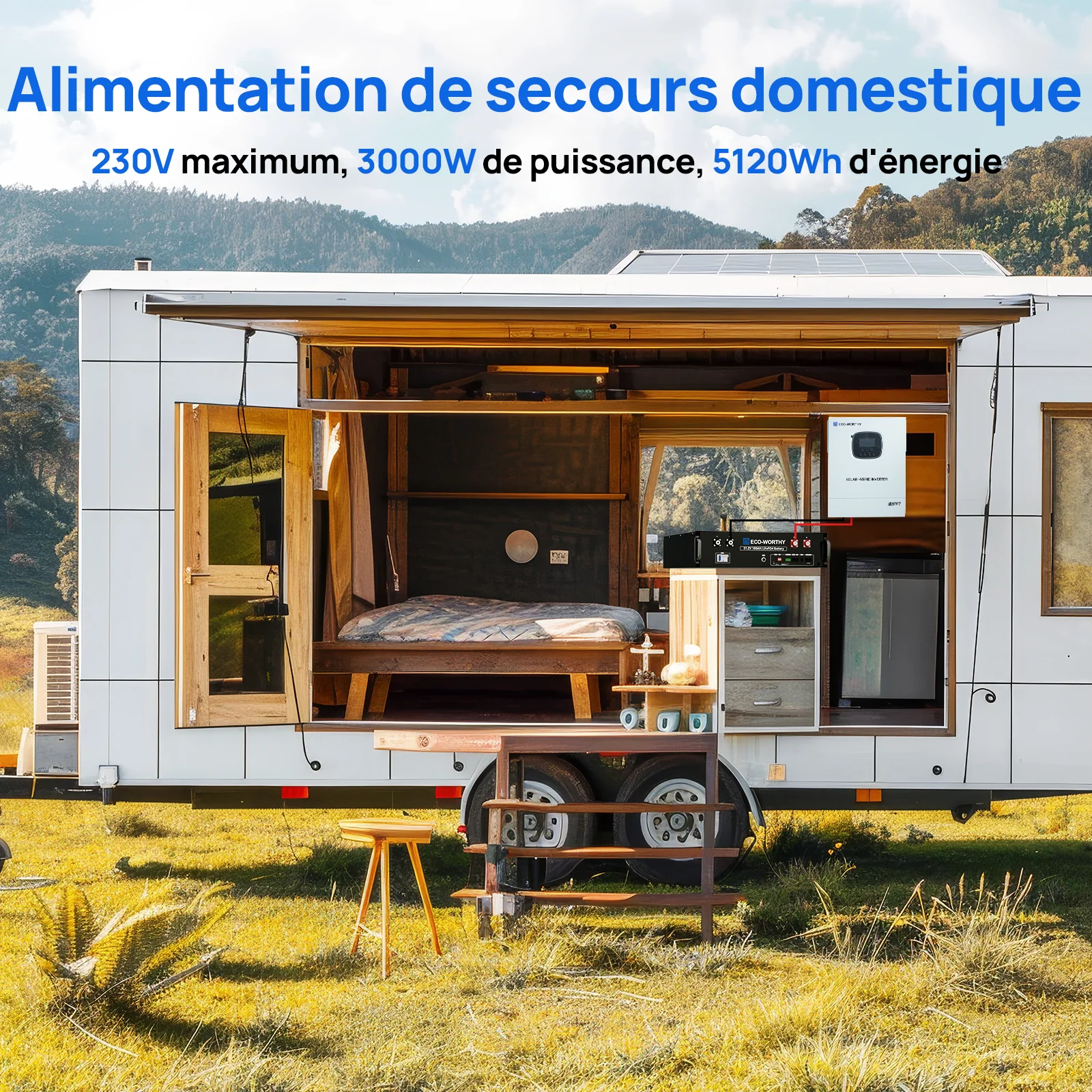 Eco-Worthy Batterie LiFePO4 48V 100Ah avec Onduleur All-in-One 3000W – Kit Solaire Autonome - Image 13