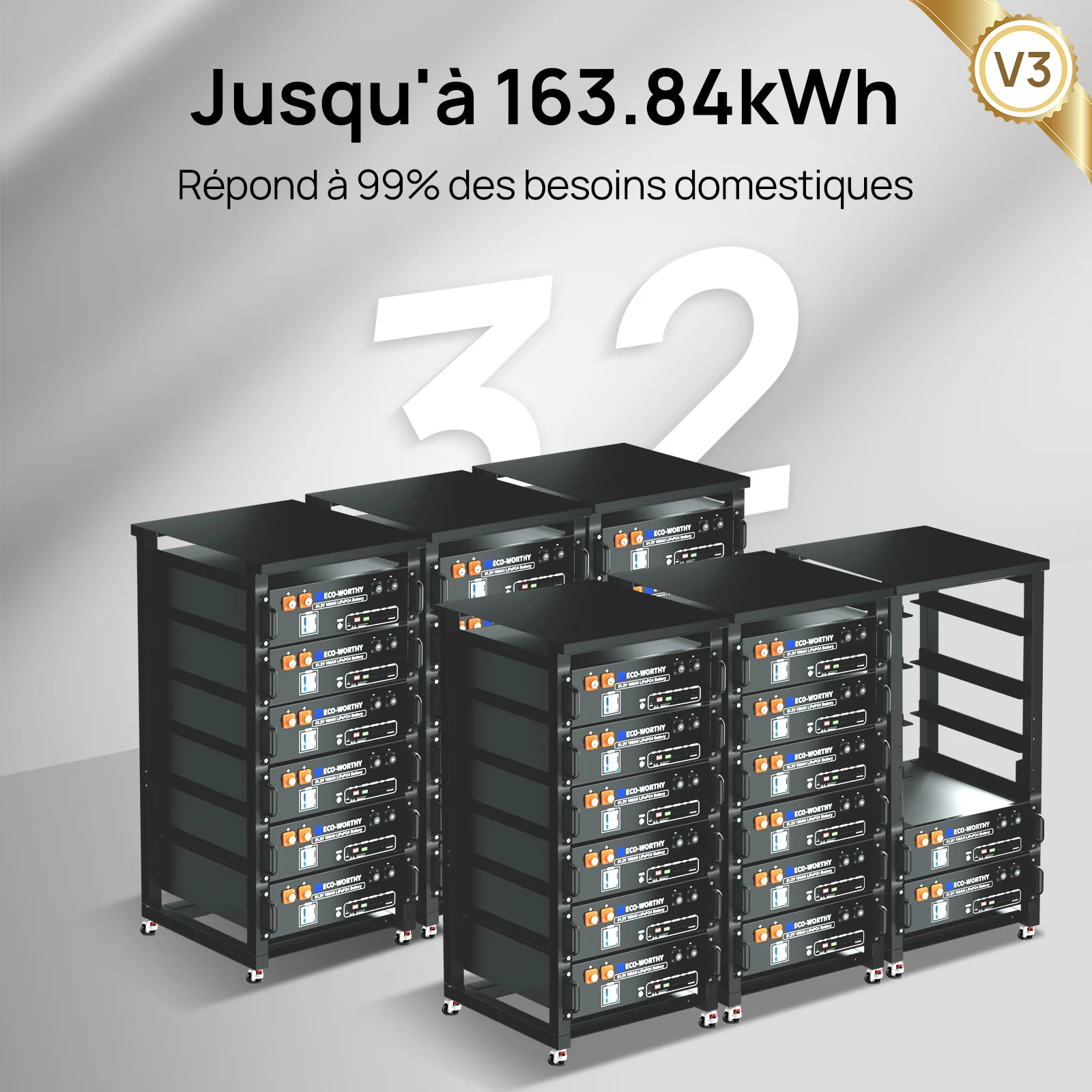 Eco-Worthy Batterie LiFePO4 48V 100Ah avec Onduleur All-in-One 3000W – Kit Solaire Autonome - Image 6