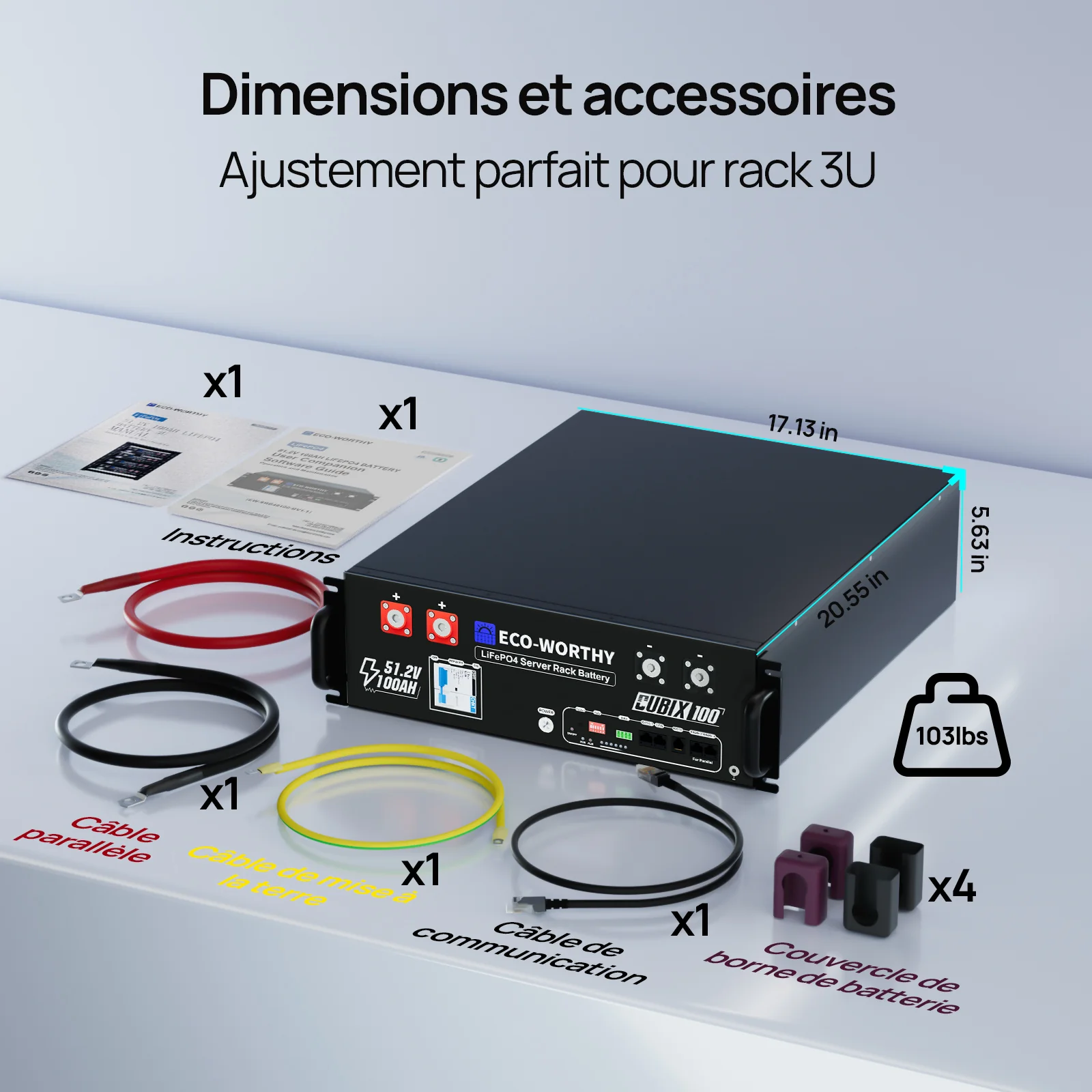 Eco-Worthy Batterie LiFePO4 rack 48 V 100 Ah avec Bluetooth et WiFi - IEC 61000 et Garantie 10 ans - Image 12
