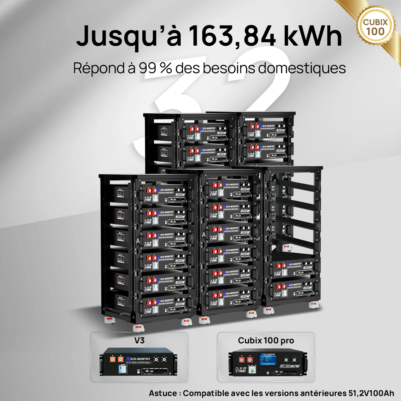 Eco-Worthy Batterie LiFePO4 rack 48 V 100 Ah avec Bluetooth et WiFi - IEC 61000 et Garantie 10 ans - Image 13