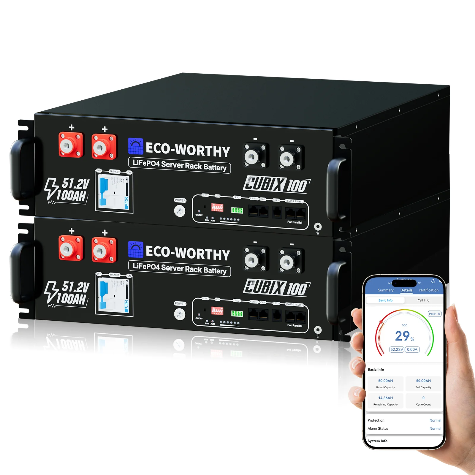 Eco-Worthy Batterie LiFePO4 rack 48 V 100 Ah avec Bluetooth et WiFi - IEC 61000 et Garantie 10 ans - Image 16