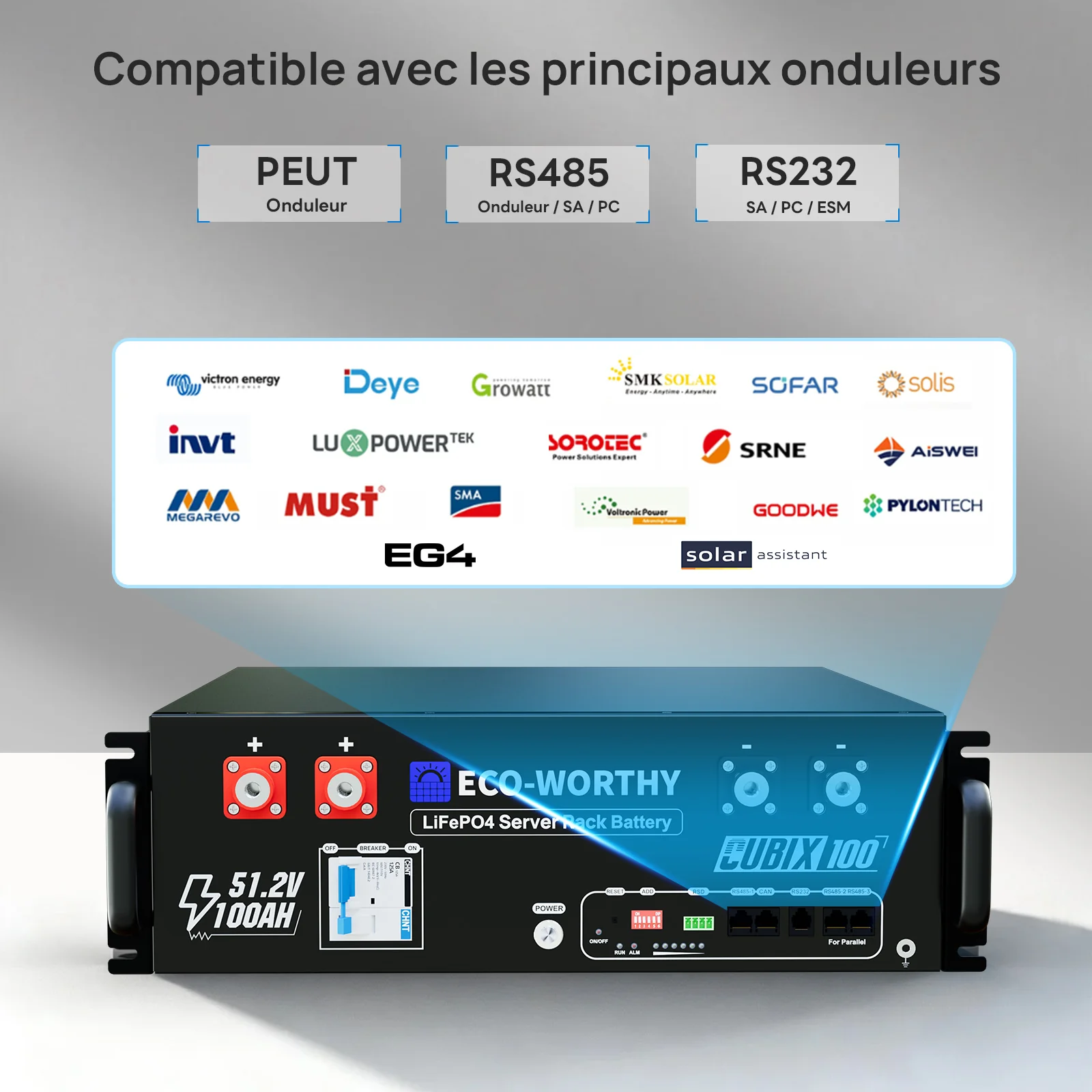 Eco-Worthy Batterie LiFePO4 rack 48 V 100 Ah avec Bluetooth et WiFi - IEC 61000 et Garantie 10 ans - Image 3