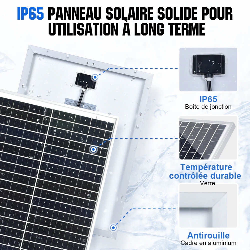 Kit de chargeur d'entretien pour panneau solaire monocristallin 25W 12V - Image 4