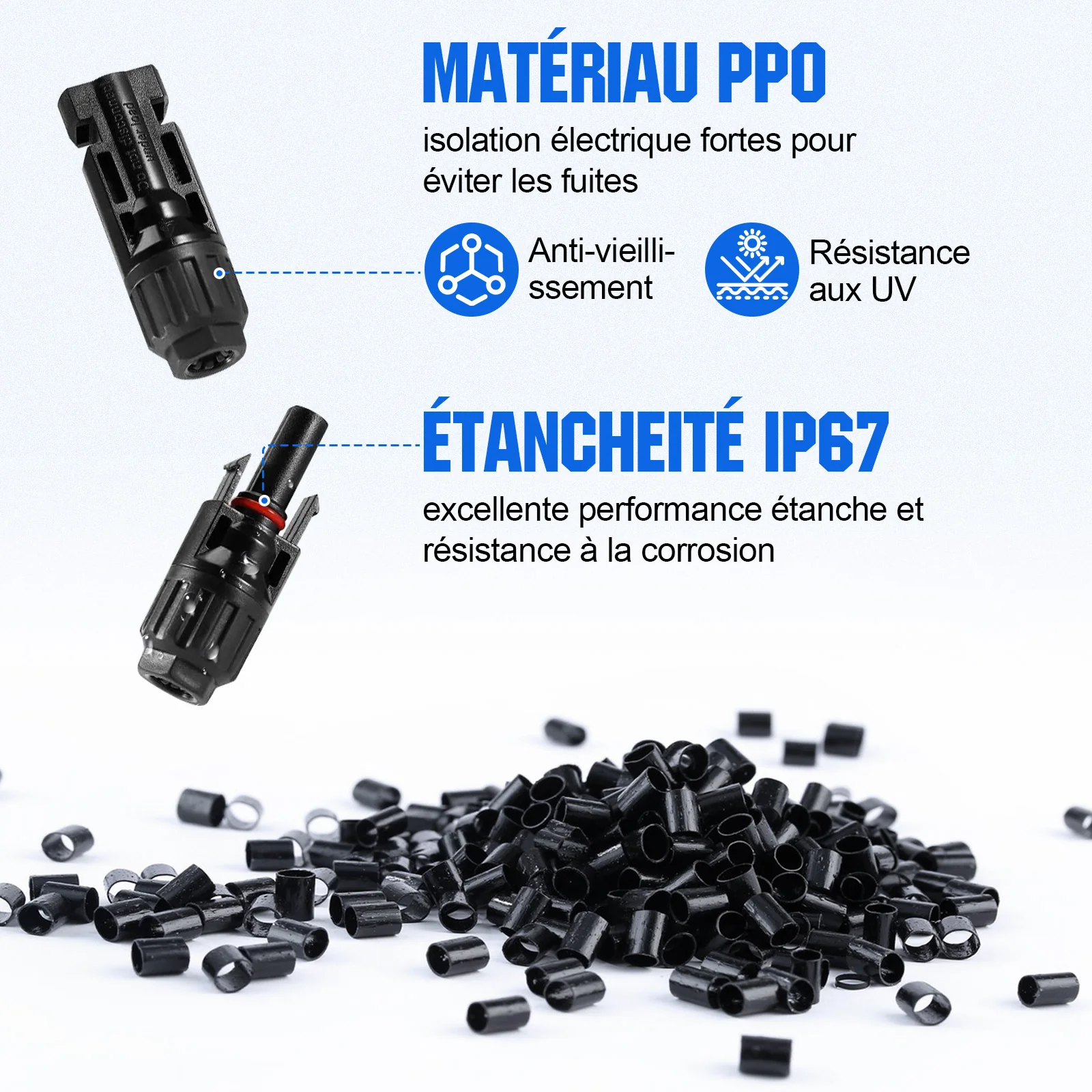 Kit d'outils de sertissage pour panneaux solaires, comprenant 10 paires de connecteurs et 2 clés. - Image 3