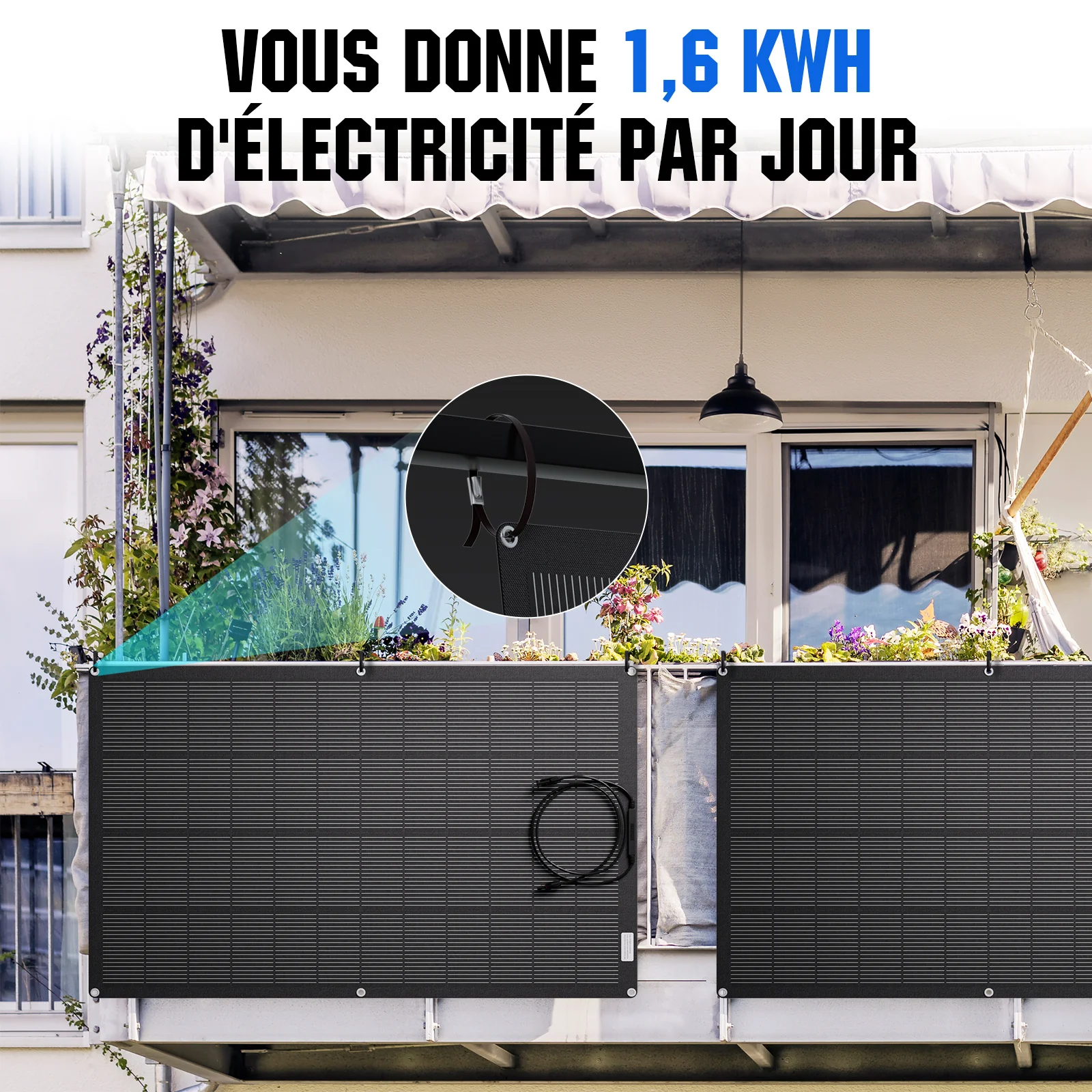 Eco-Worthy kit solaire hors réseau 400W 12V pour camping-car avec MPPT 40A - Image 7
