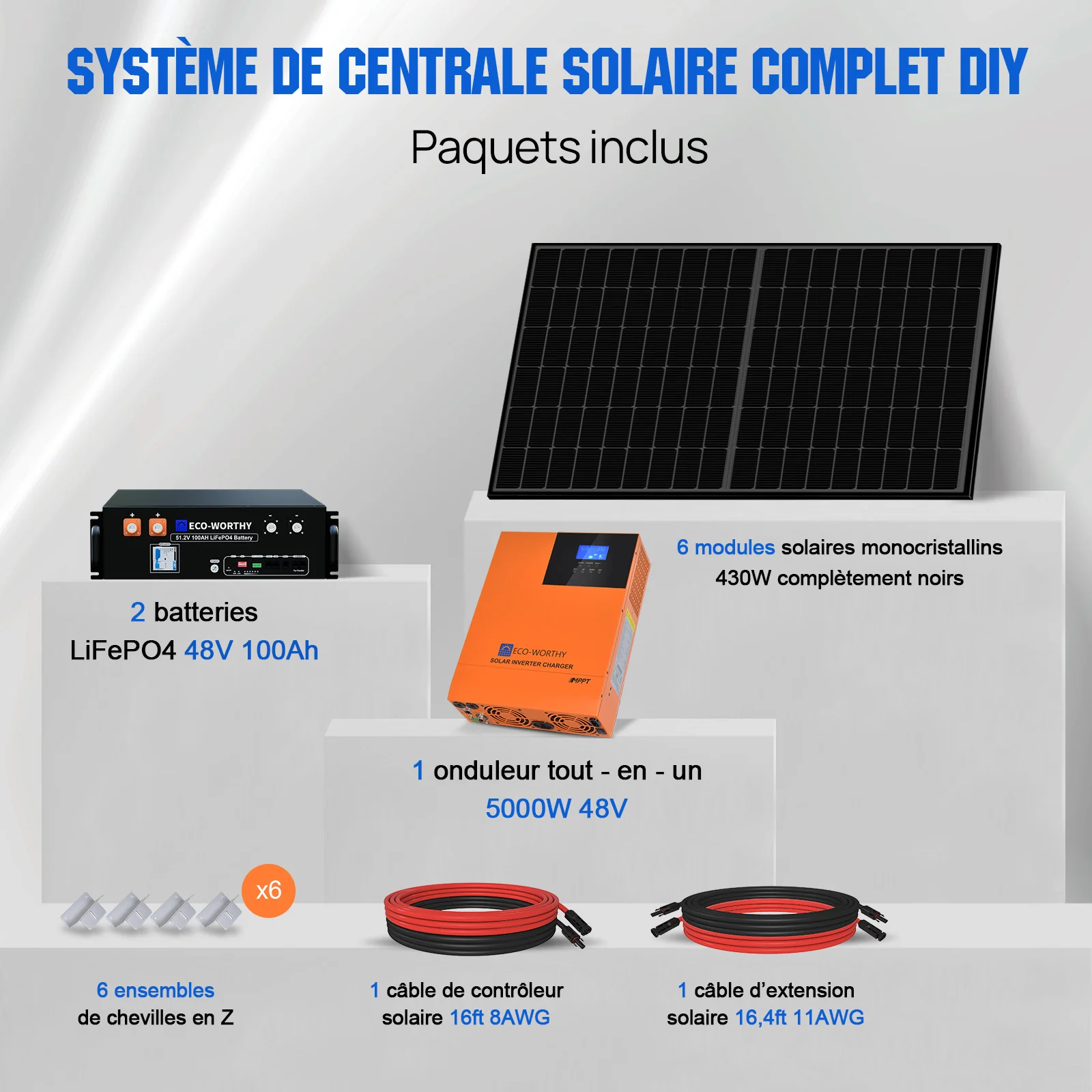 Eco-Worthy Kit Solaire MPPT Hors Réseau Complet 48V 2580 W (6 x 430W) - Image 16