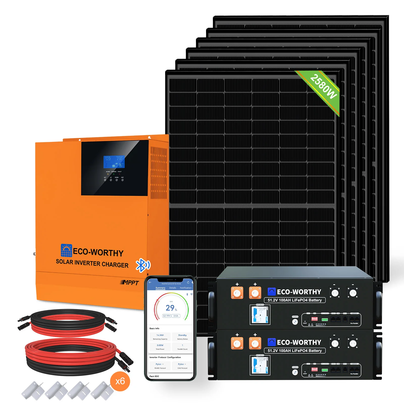 Eco-Worthy Kit Solaire MPPT Hors Réseau Complet 48V 2580 W (6 x 430W) - Image 17