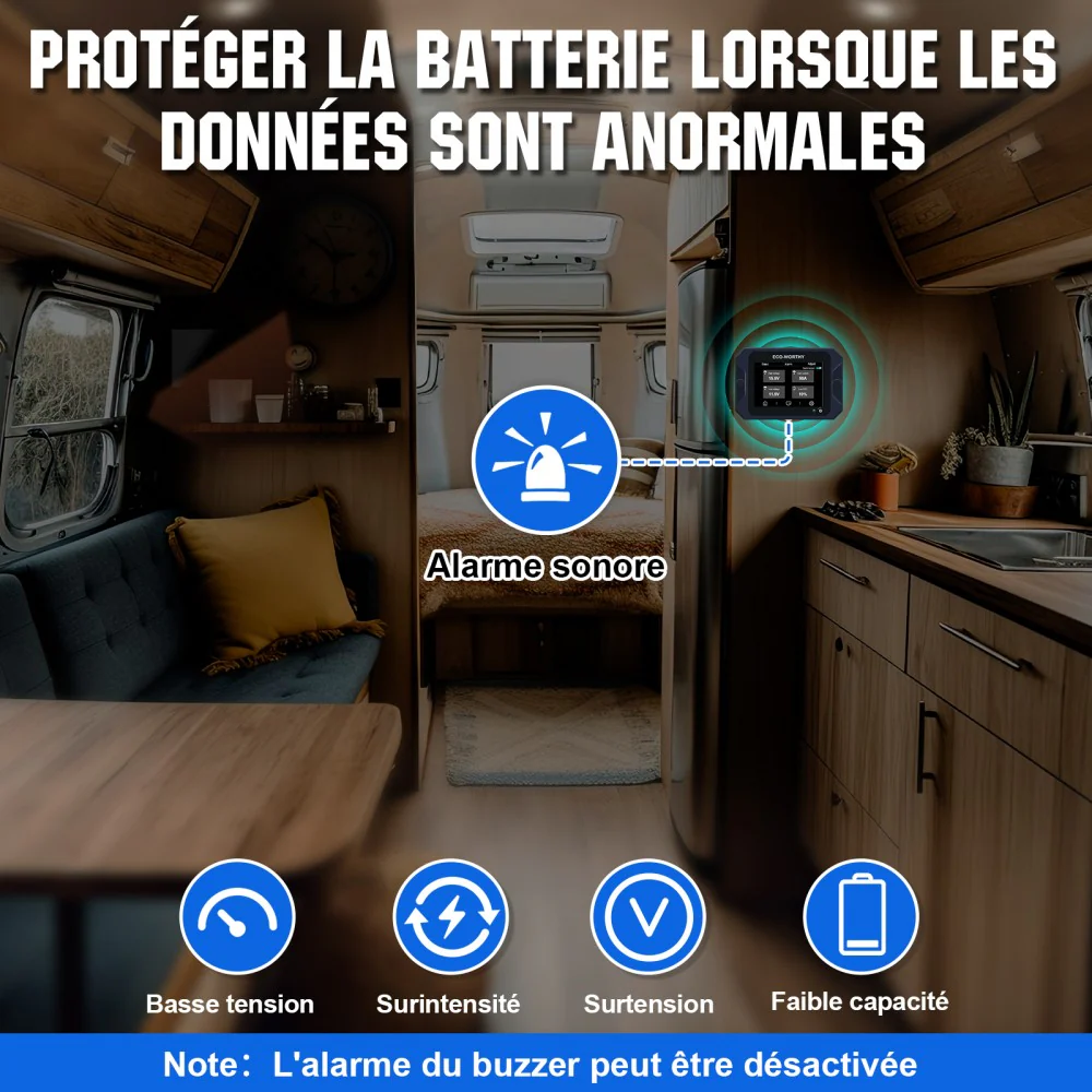 Moniteur de batterie à écran tactile 300A 3.5" avec capteur Hall pour batteries AGM et lithium (LiFePO4) - Image 8