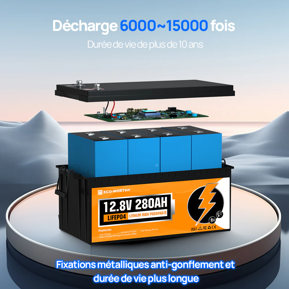 Eco-Worthy Onduleur 5 kW avec Pack de 4 Batterie Bluetooth 12V 280Ah | Kit D'alimentation Domestique Hors Réseau - Image 13