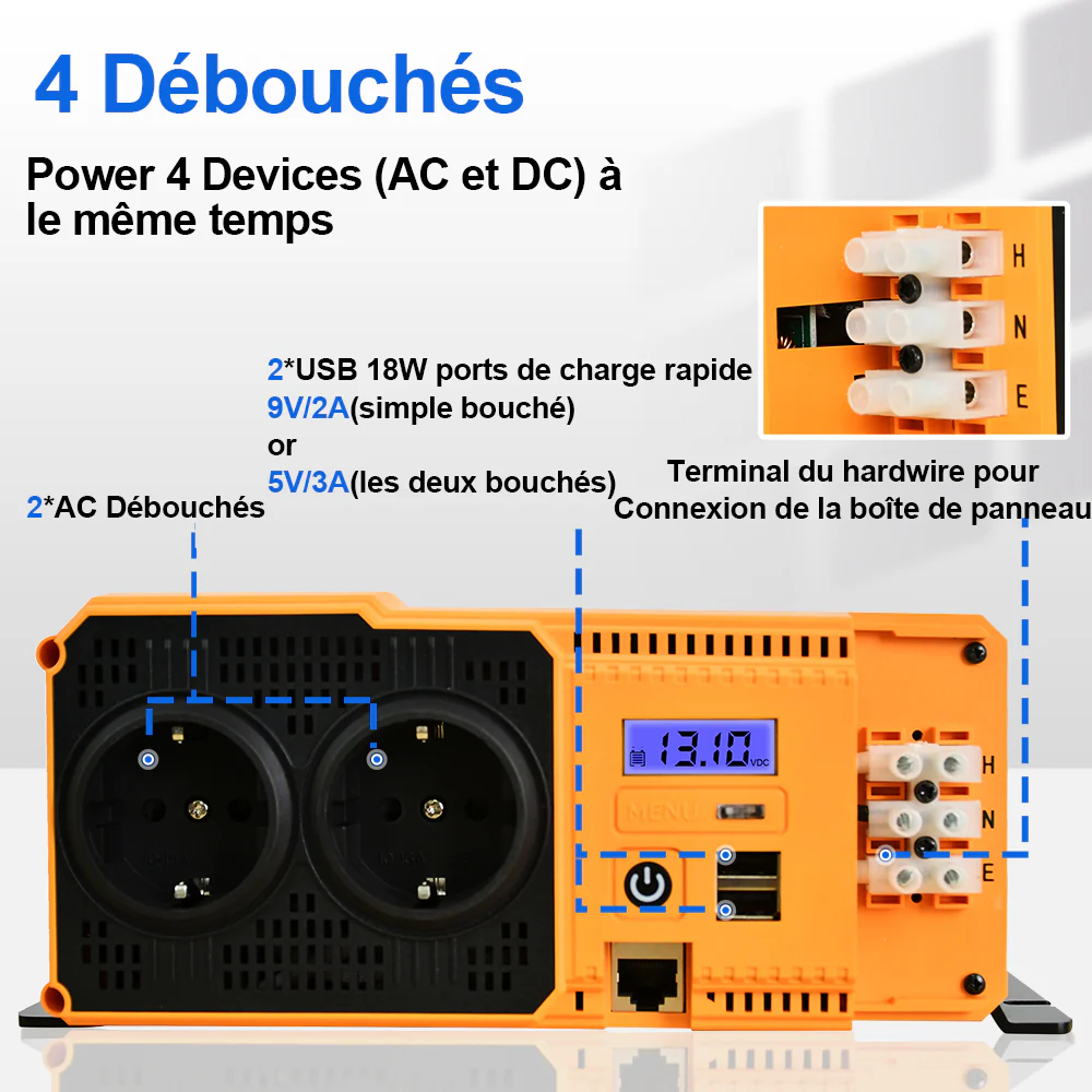 Onduleur pour site isolé du réseau pur sinus 1100VA 12V à 230V - Image 4