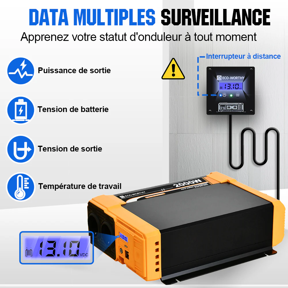 Onduleur pour site isolé du réseau pur sinus 2000VA 12V à 230V - Image 5