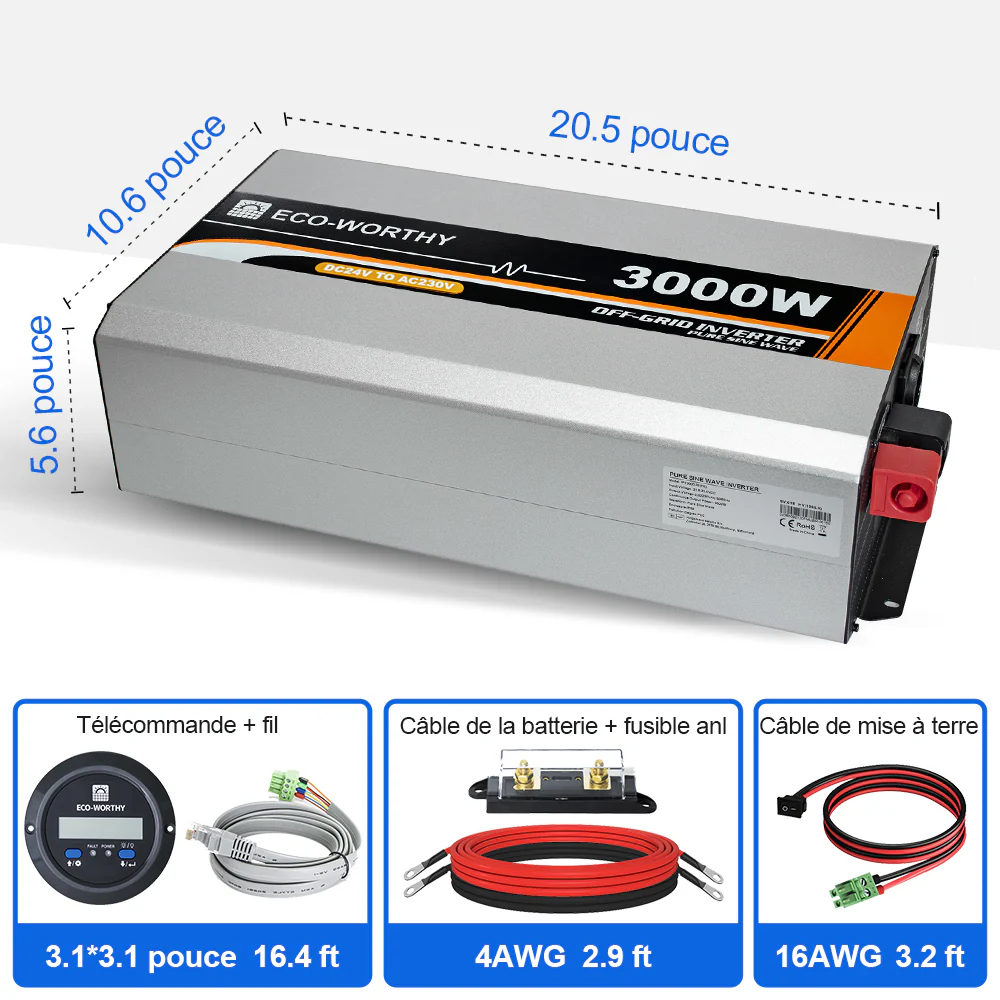 Onduleur pour site isolé du réseau pur sinus 3000VA 24V à 230V - Image 7