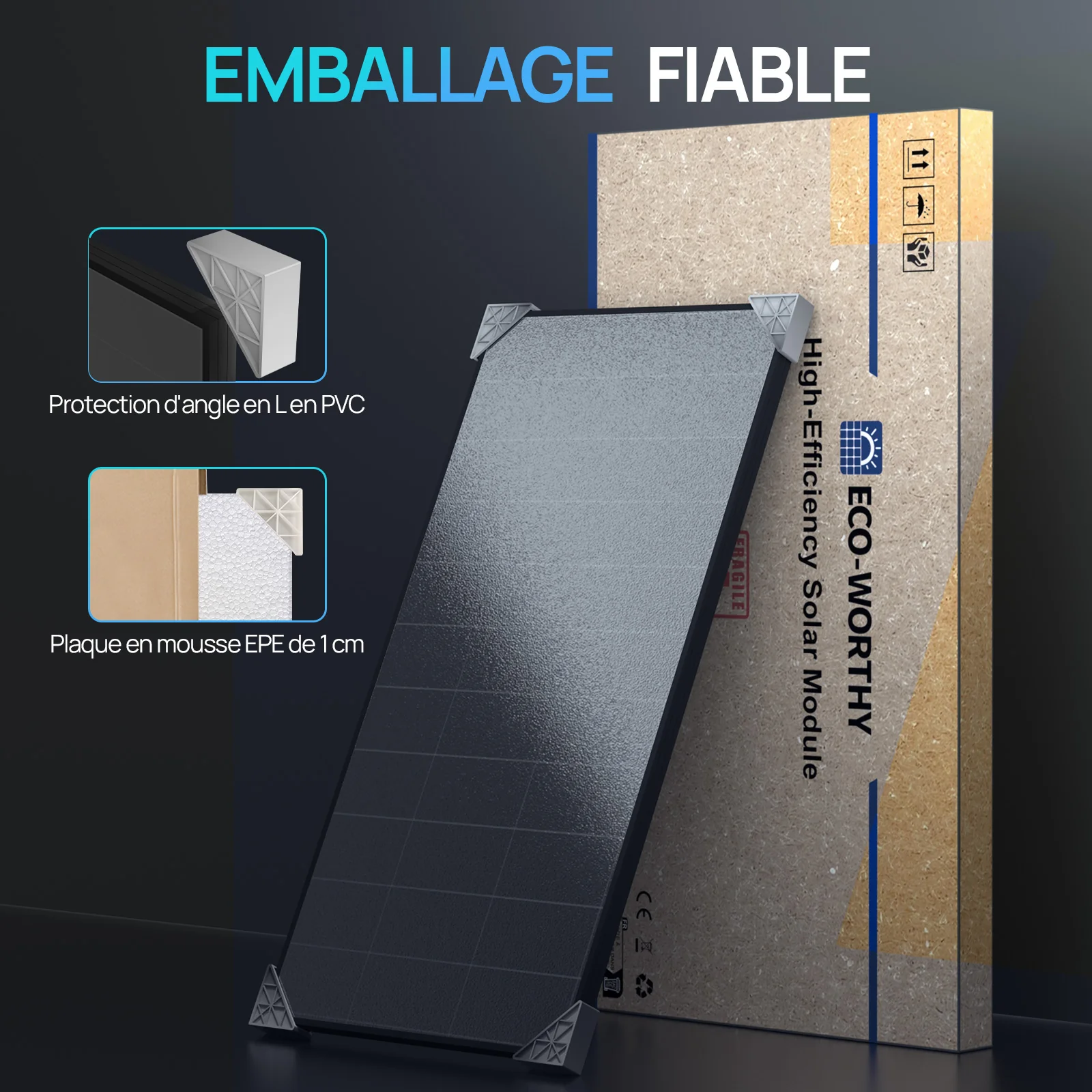 Eco-Worthy Panneau Solaire Full Black 120W 12V — Rendement Élevé de 25% - Image 9
