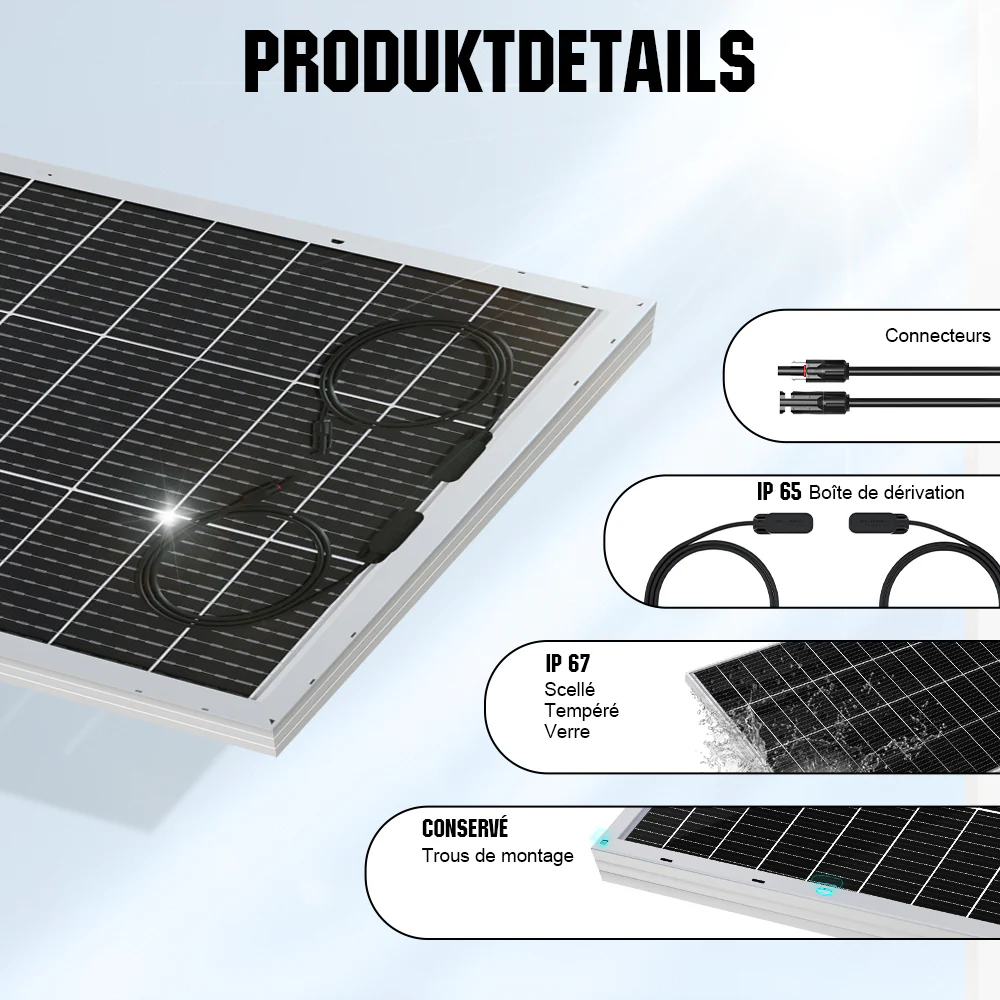 Eco-Worthy Panneau solaire monocristallin bifacial 195W 12V - Image 7