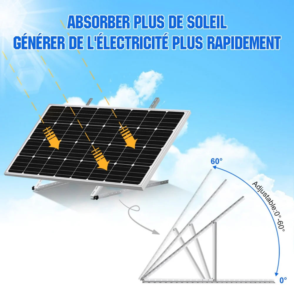Supports de montage inclinables pour panneaux solaires réglables en longueur de 45" - Image 4