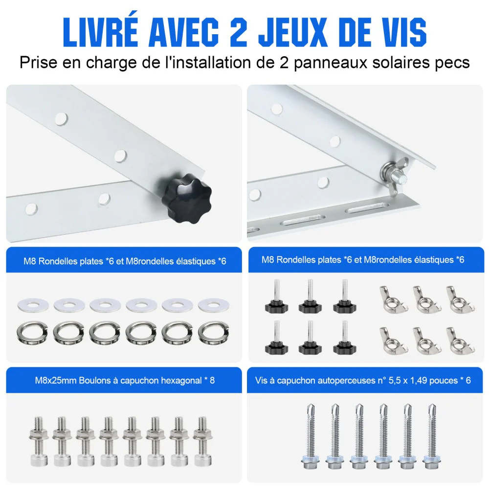 Supports de montage inclinables pour panneaux solaires réglables en longueur de 45" - Image 6